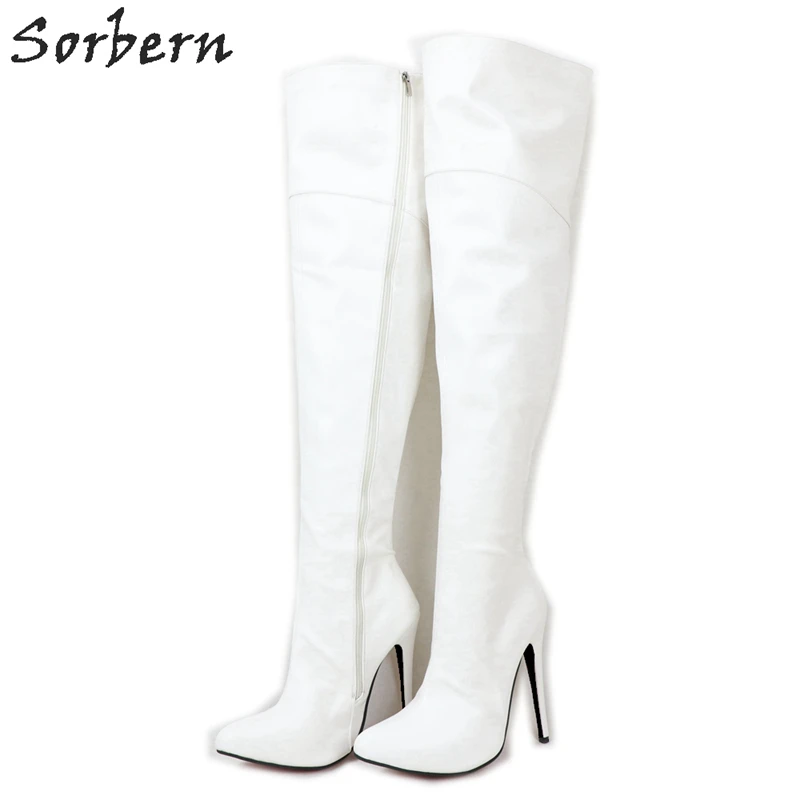 Sorbern 16Cm High Heel Women Boots Mid Thigh High Female Shoes Custom Slim Wide Fit Long Boot Unisex Plus Size Fetish Heels