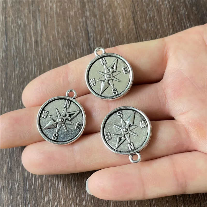 JunKang 16pcs navigation compass circular pendants DIY handmade bracelet necklace earrings jewelry making accessories view 3