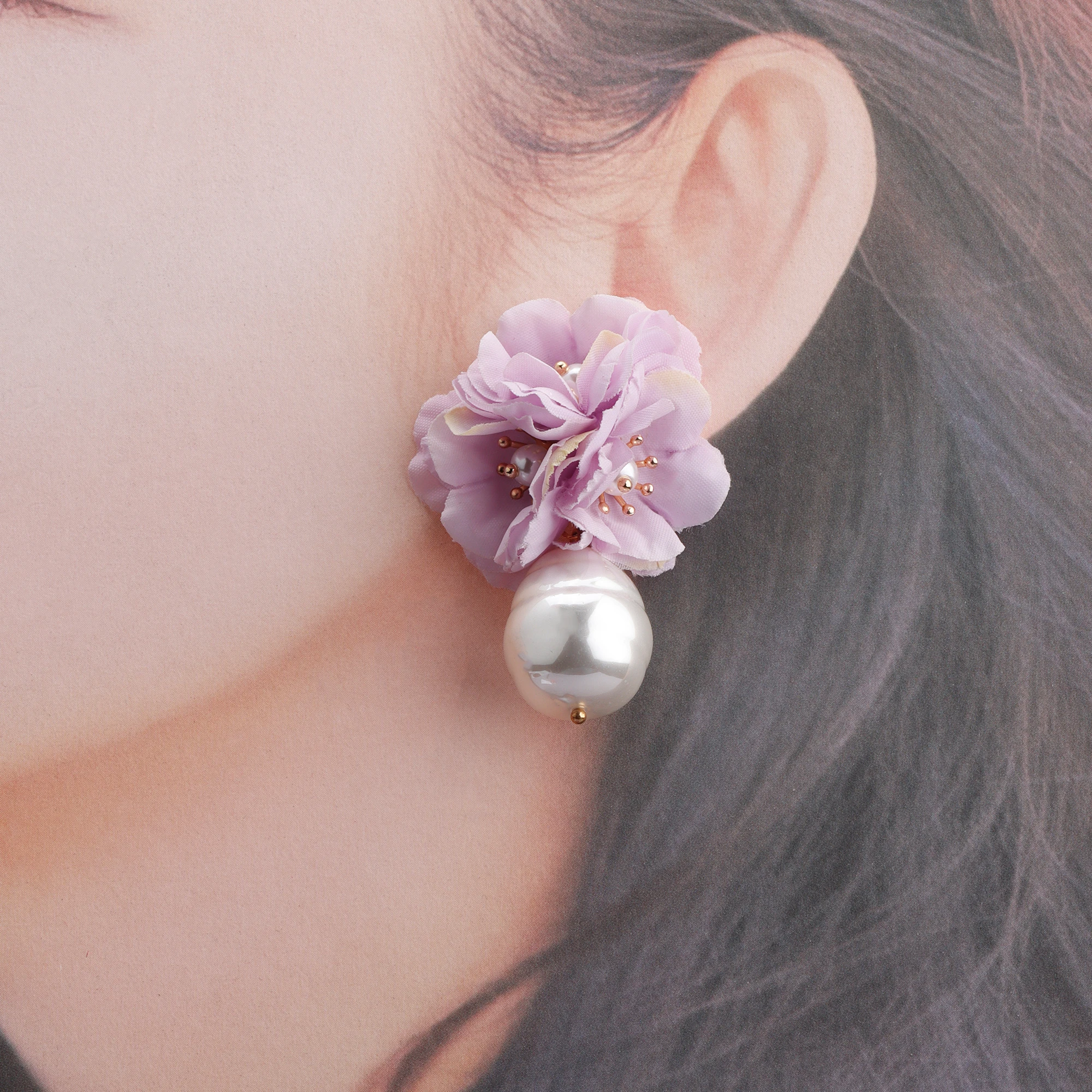 GUFEATHER F156,jewelry accessories,18k gold plated,flower shape,plastic pearl,hand made,diy earrings,jewelry making,6pcs/lot