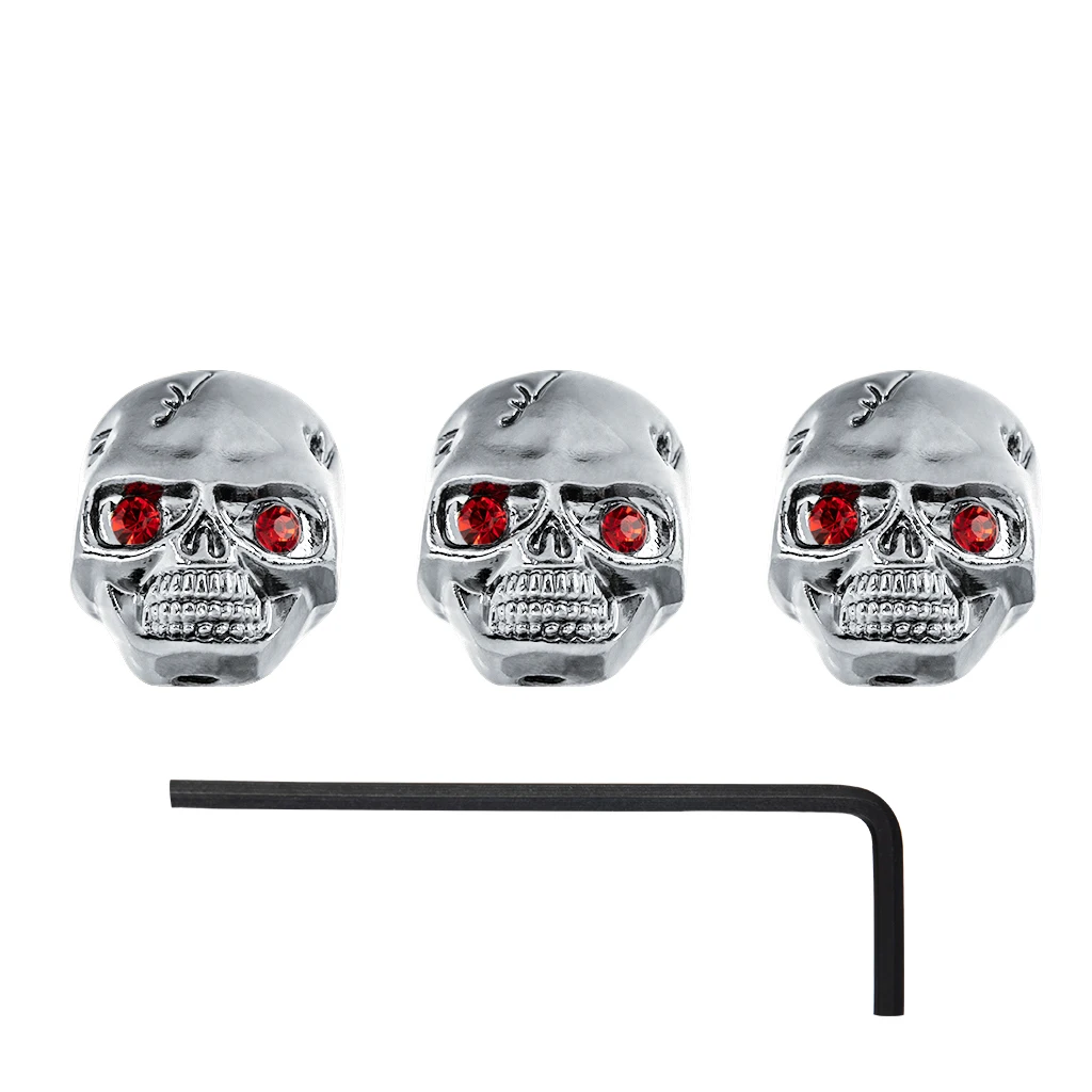 3PCS Metal Punk Style Skull Head Control Knobs For Electric Guitar Pots Tone Volume  Knobs/Buttons