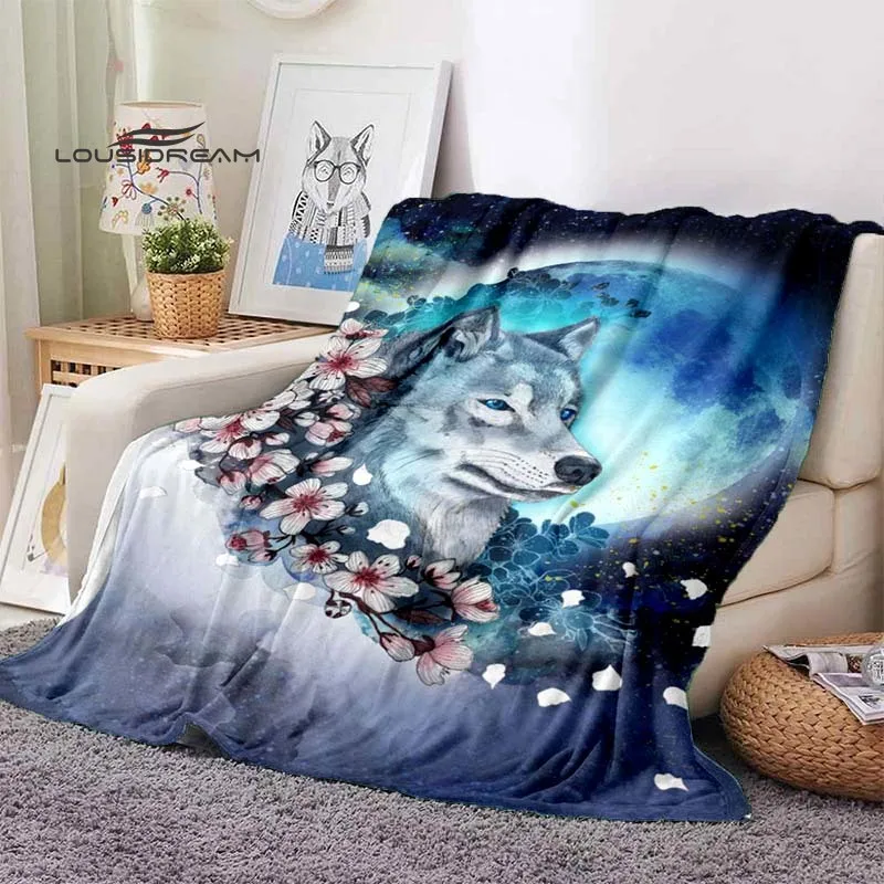 

Wolf Fantasy Flannel Throw blanket Children and adults Fashion 3D Fluffy Fleece animal blanket for Bed Sofa Travel Camping Gift