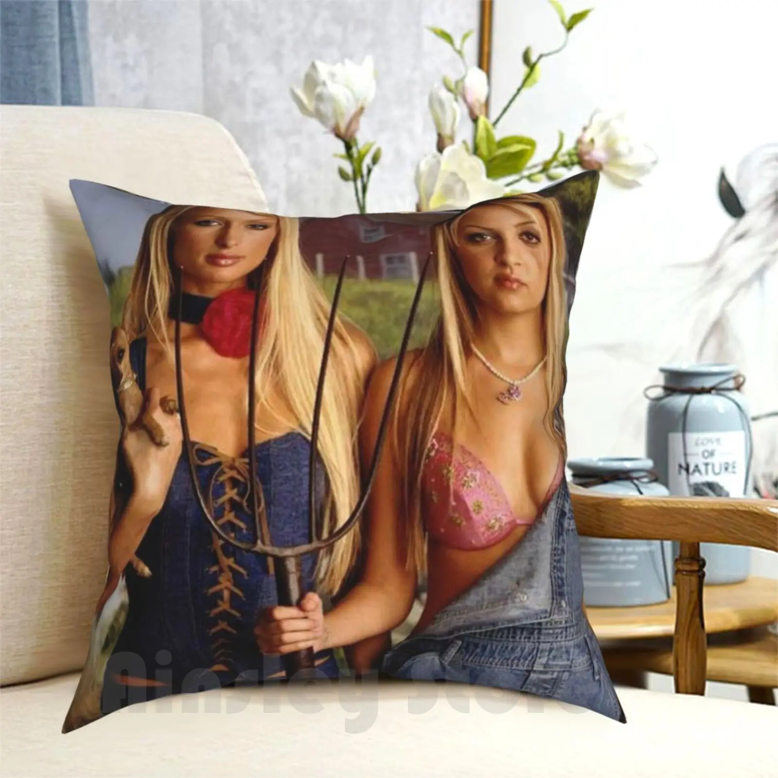 Paris And Nicole Pillow Case Printed Home Soft Throw Pillow Paris And Nicole 2000S Iconic 90S The Simple Life