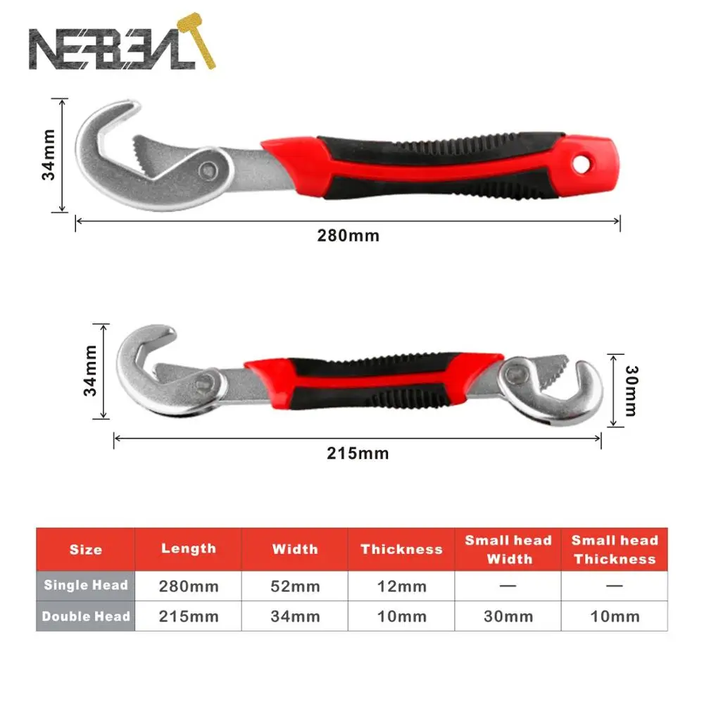 2pc/set 9-32mm Universal Key Pipe Adjustable Wrench Open End Spanner Set High-carbon Steel Snap Grip Plumber Multi Hand Tool