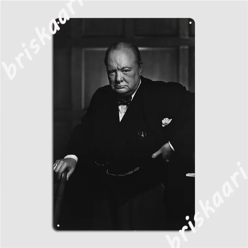 Winston Churchill Portrait The Roaring Lion Yousuf Karsh Metal Sign Wall Pub Club Bar Classic Mural Painting Tin Sign Poster