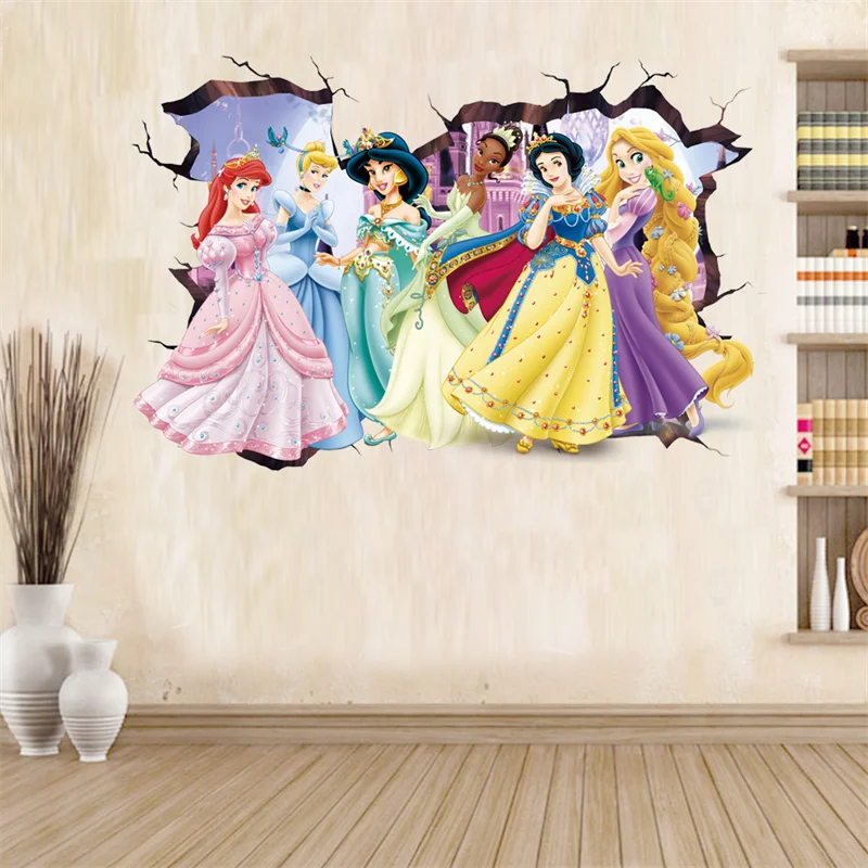 Cartoon princess Wall Stickers For Kids Room Girl Birthday Gift Bedroom Wall Decoration Movie Posters Door Sticker