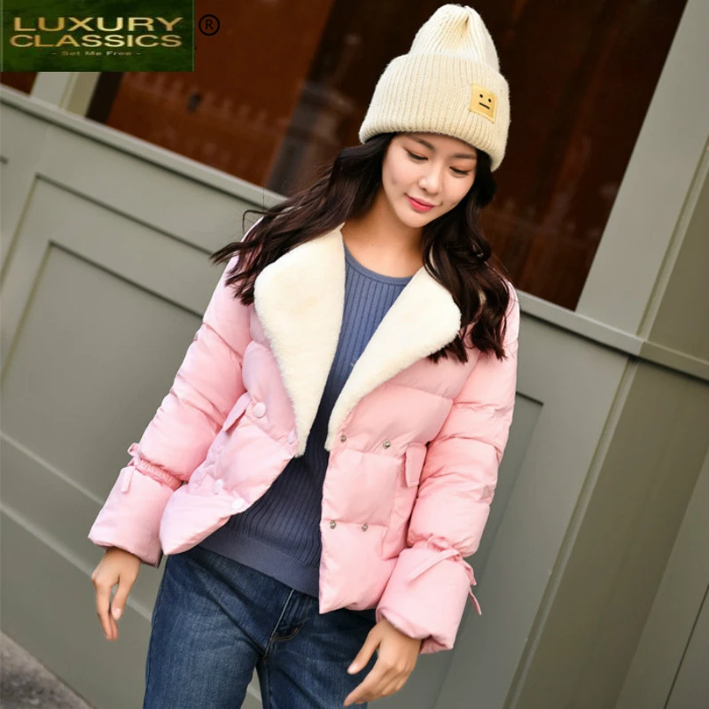 

Jacket Women Clothes Winter 2021 Korean 90% White Down Thick Coat Female Casual Warm Fur Coller Casacas Para Mujer LW680