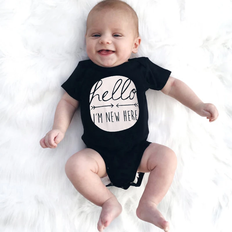 Newborn Infant Baby Girl Boy Jumpsuits s Funny Saying Print Short Sleeve Bodysuit Playsuit Clothes Summer Baby Bodysuits