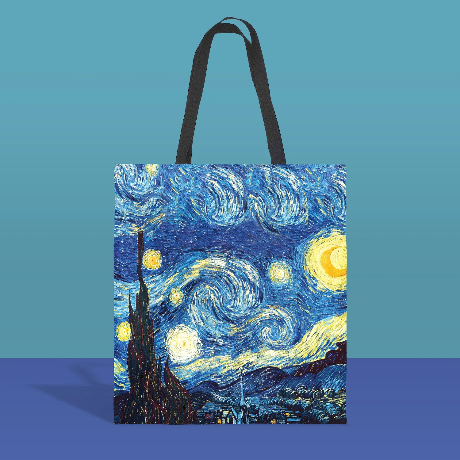 VanGogh Starry Sky Oil Painting Printed Handbag Ladies Art Canvas Bag Beach Bag Large Capacity Traveling Camping Lightweight Bag