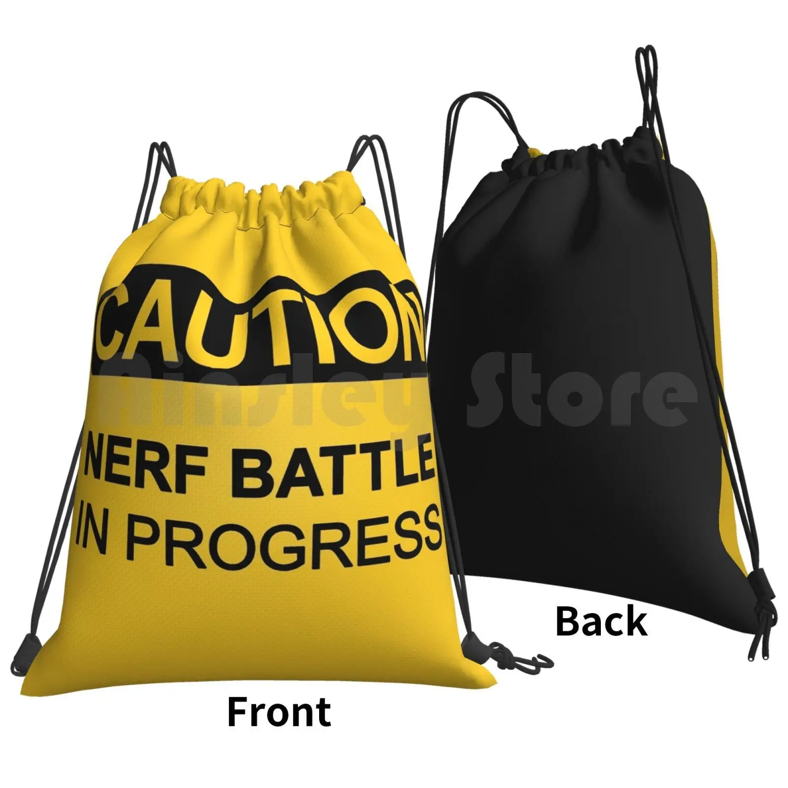 Nerf Battle In Progress Backpack Drawstring Bags Gym Bag Waterproof Nerf Battle War Armed Gun Bad Warning Sign