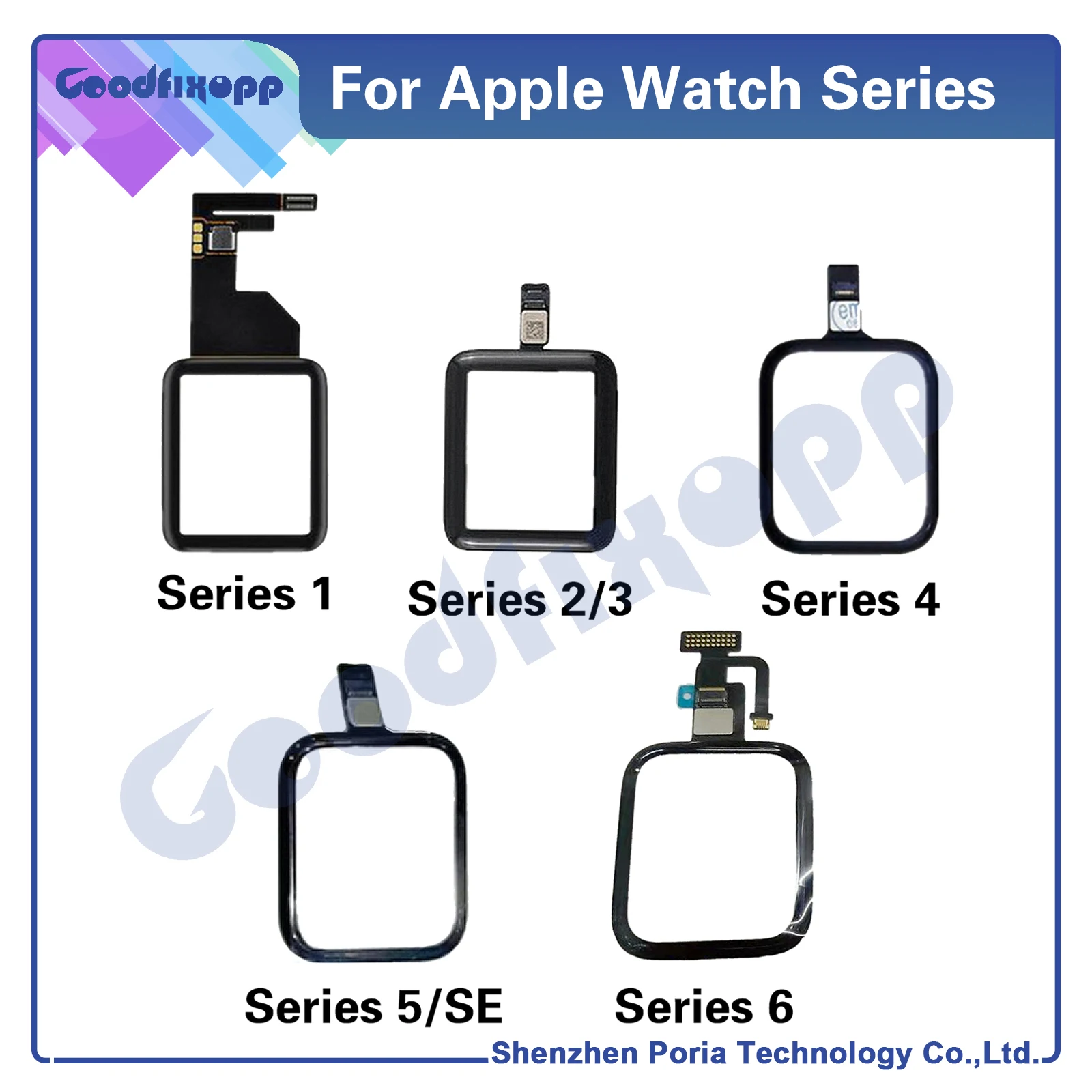 For Apple Watch Series 1 2 3 4 5 SE 6 38mm 42mm 40mm 44mm LCD Display Touch Screen Digitizer Glass Lens Panel Repiar Parts