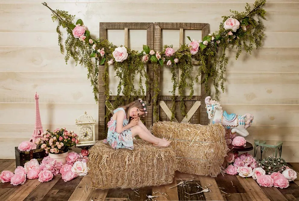 ملصقات لأعياد الميلاد على شكل زهور ووحيد القرن وخلفية ديكو لأعياد الميلاد وباب خشبي للأطفال ملصق مخصص لأعياد الميلاد