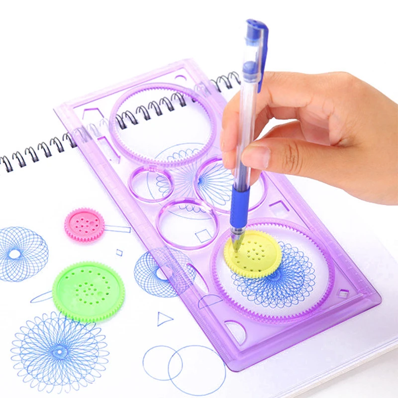 1pcs Geometric Ruler for Students Mathematics Drawing Drafting Tools Learning Painting Children Puzzle Toys Spirograph Art Tool