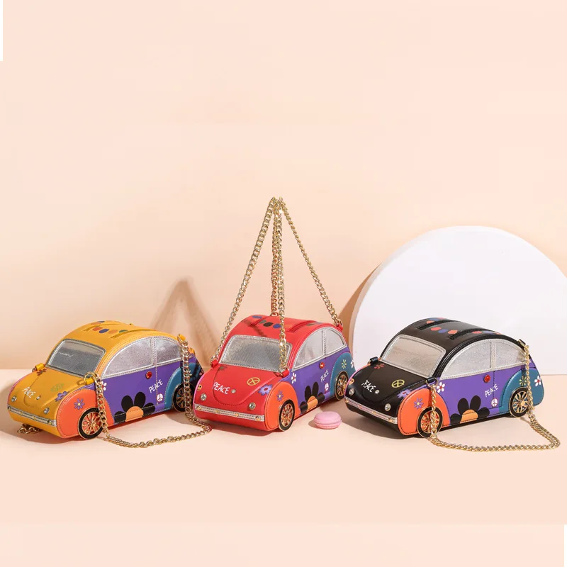 Bolso estilo coche Vintage para mujer, bolsa de hombro con cadena de Color cosida, bolso de mano femenino de marca de diseñador para fiesta