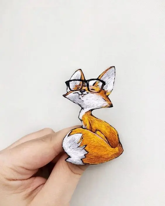 The Little Fox with Glasses Embroidery Patch Iron on Patch for Clothing Shoes Bags Cute Cartoon Applique Sewing DIY