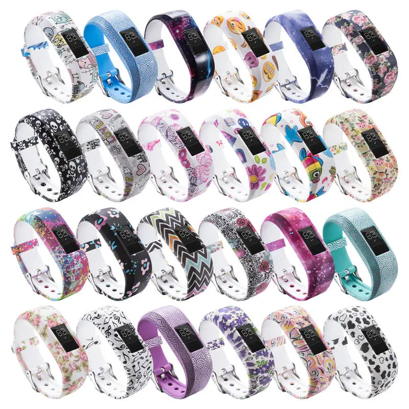 Silicone printing strap For Garmin Vivofit 3 Watchband Straps for Garmin JR/JR2  Sport Watch Band Replace Wrist Watch Accessorie