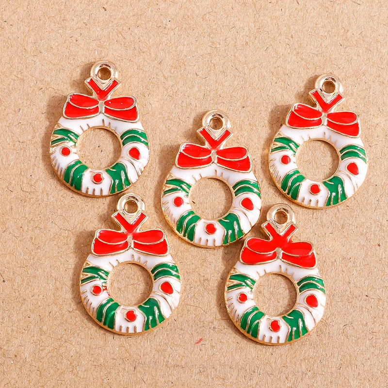 10 Stück Mix süße Emaille-Weihnachtsanhänger für die Schmuckherstellung, Weihnachtsbaum, Hirschglocke, Charms-Anhänger für Halsketten, Ohrringe, Geschenke – Detail 33