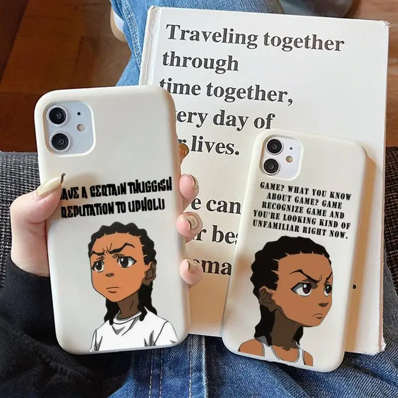 Huey Freeman Boondocks Phone Case Soft Solid Color for iPhone 11 12 13 mini pro XS MAX 8 7 6 6S Plus X XR