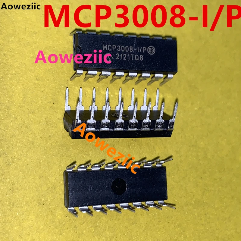 Aoweziic 1Pcs MCP3008-I/P MCP3008 DIP-16 SPI Serial Interface IC Analog-To-Digital Converter Chip New Imported Original