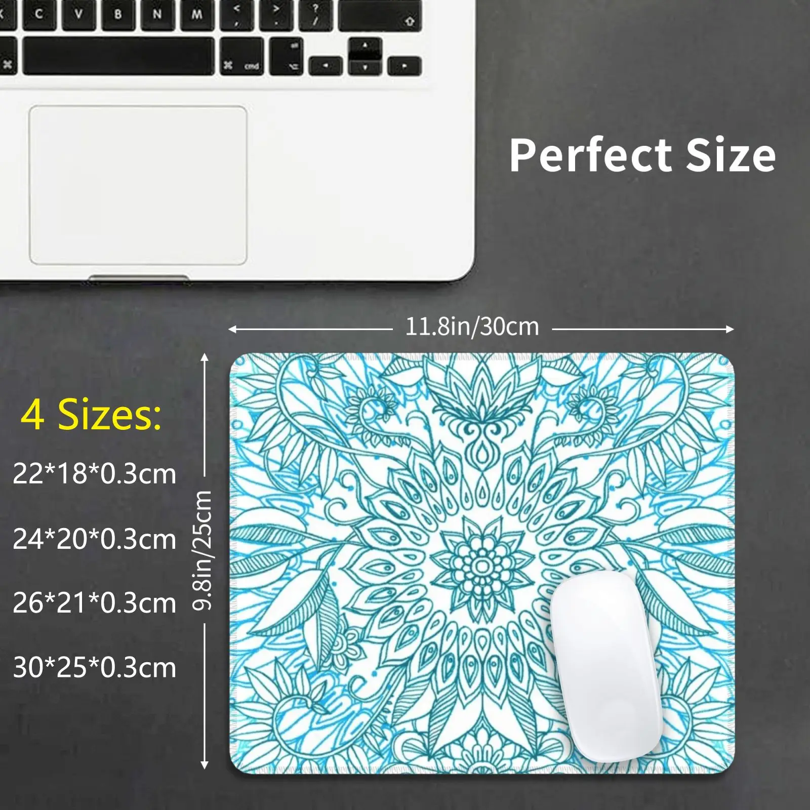 Turquoise Blue , Teal & White Protea Doodle Pattern Mouse Pad DIY Print Cushion Micklyn Protea Doodle Proteas