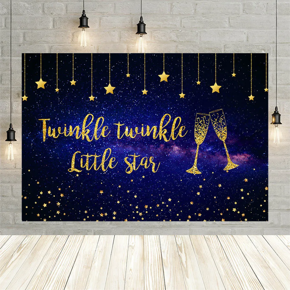 Avezano Photography Background Glitter Gold Twinkle Little Star Starry Sky Champagne Newborn Baby Shower Backdrop Photo Studio