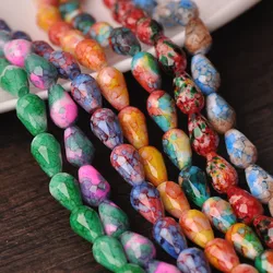 Renkli kaplamalı gözyaşı şekli Faceted opak cam 12x8mm 15x1 0mm dağınık boncuklar toptan Lot takı yapımı için DIY el sanatları
