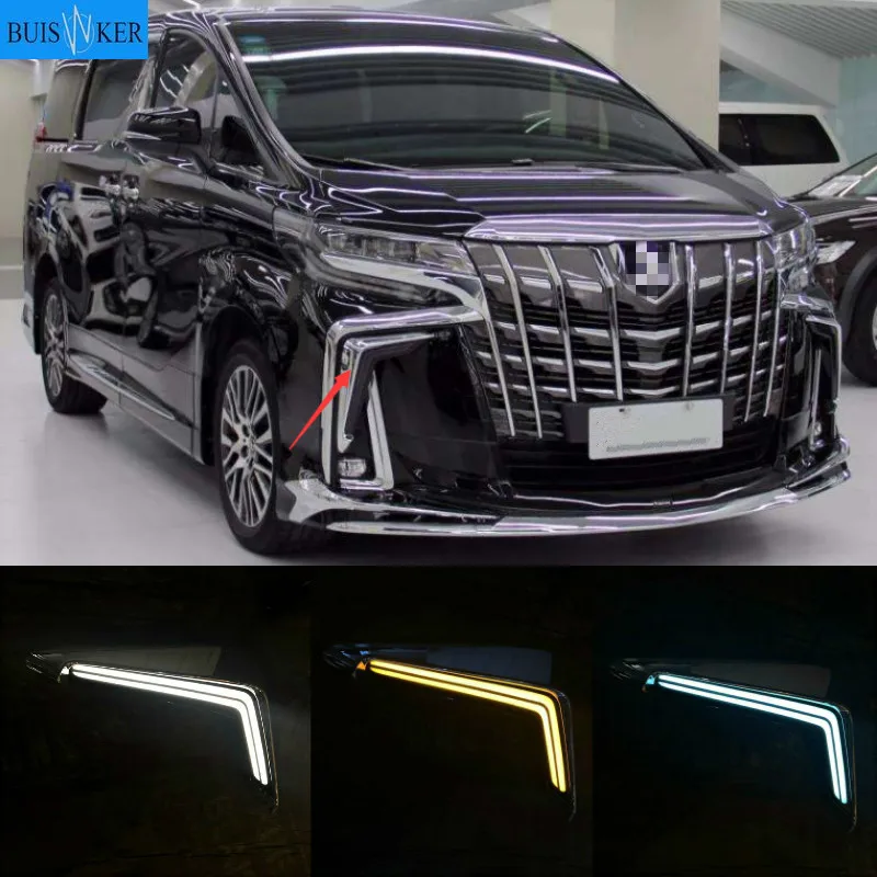 

2pcs For Toyota Alphard 2018 2019 Daytime Running Lights Daylight Fog Lamp LED DRL with Turn Signal Functions