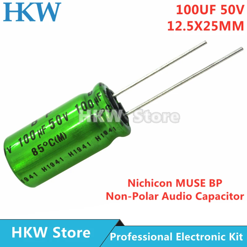 

10pcs/lot 100UF 50V 12.5X25mm Nichicon MUSE BP ES Non Polar Nonpolar Bipolar HiFi Audio Capacitor 50V100UF New and Original