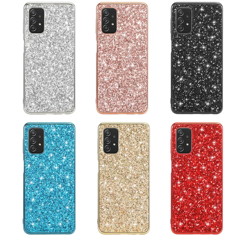 สำหรับ Samsung Galaxy A12 A42 A52 A72กรณี Bling Glitter Shining คริสตัลกลับปกคลุมกรณีสำหรับ Galaxy A32 12 32 52 72 Sequins Coque