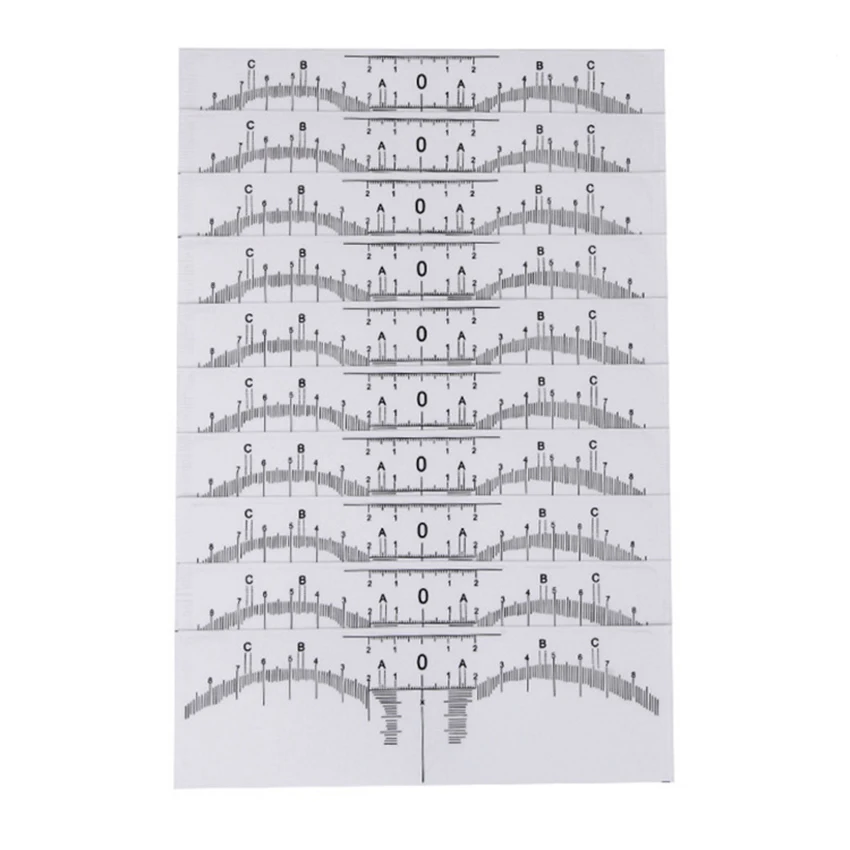 Règle à sourcils, pochoir à sourcils 10 pièces, règle de Microblading, modèle de sourcil jetable, autocollant de règle, outil de forme de sourcil