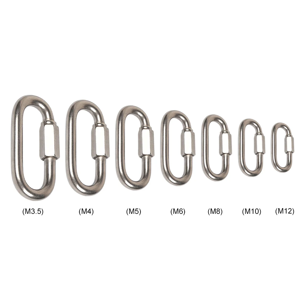 جديد الفولاذ المقاوم للصدأ المسمار قفل تسلق والعتاد حلقة تسلق وصلات سريعة السلامة المفاجئة هوك سلسلة ربط حلقة تسلق سلسلة مشبك #2