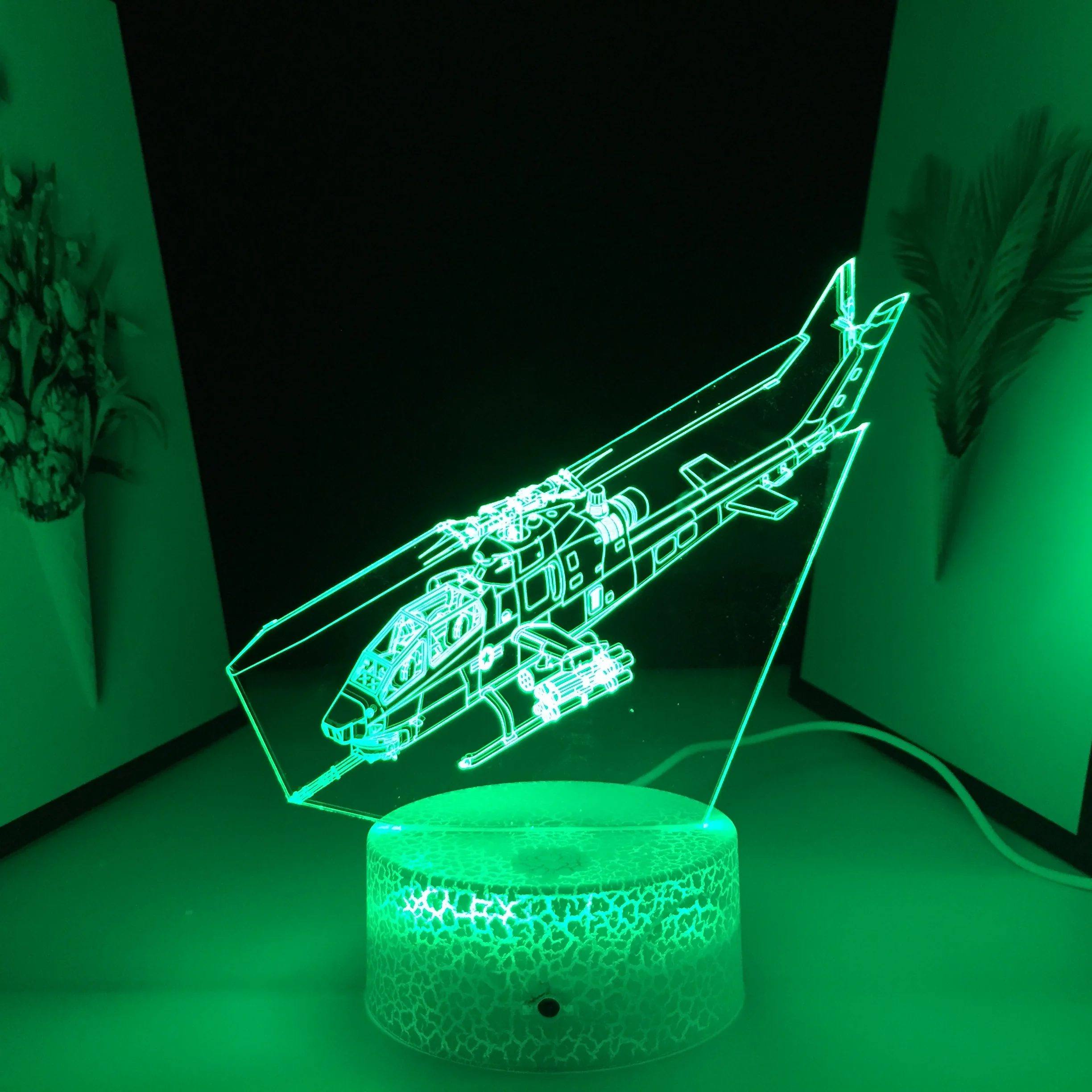 Luz Nocturna pequeña de helicóptero con Control remoto para decoración del hogar, luz LED 3D con múltiples cambios de Color, regalos de cumpleaños para niños