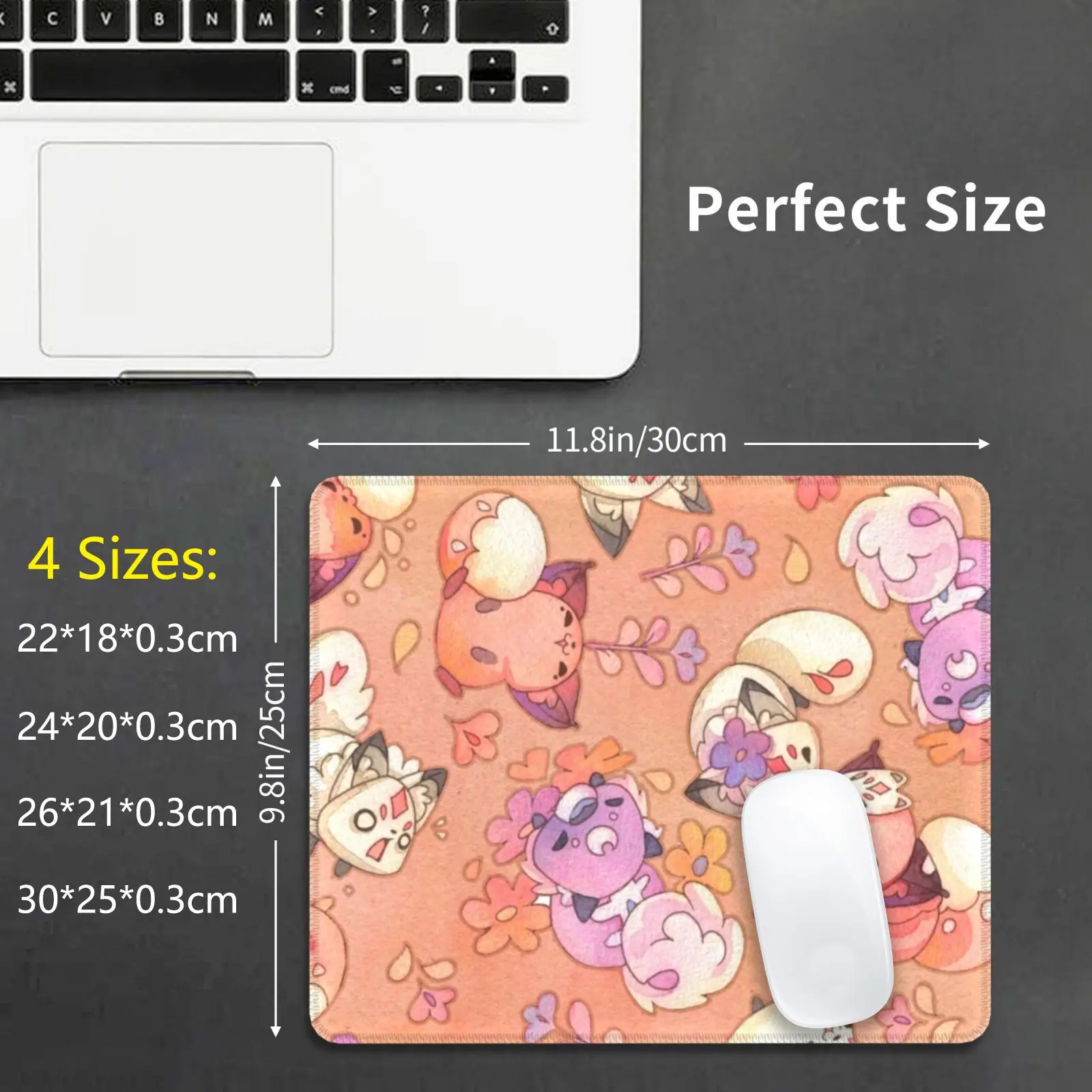 Foxy Beans Mouse Pad DIY Print Fox Bean Tiger Kitsune Floral Flower Ninetails