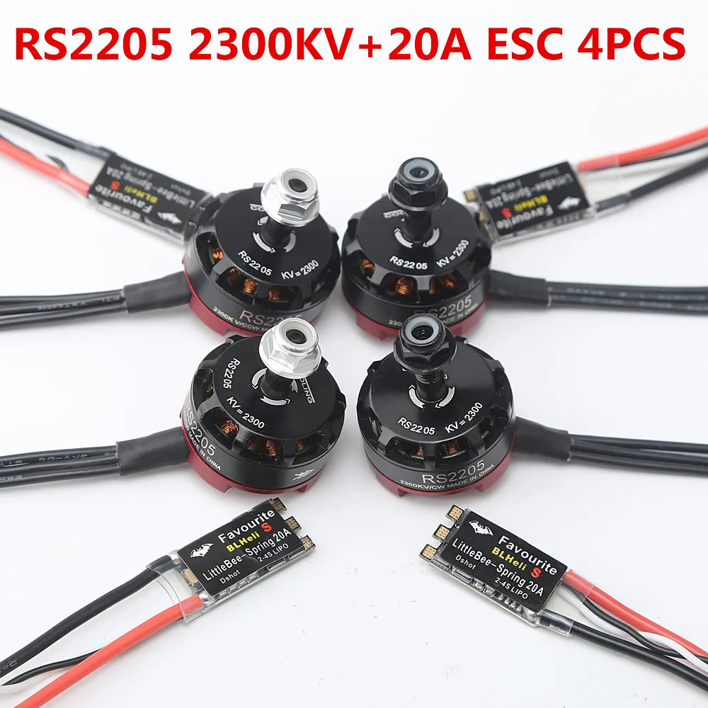 RS2205 2205  2300KV CW CCW Brushless Motor With LittleBee 20A/30A BLHeli_S ESC for FPV RC QAV250 X210 Racing Drone  Multicopter