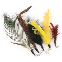 5pcs Mix Green Feather Cat Toy With Yellow Feathers Cat Teaser Replacement Pet Toy Accessories