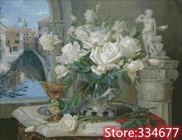 Painting Flower Dutch Magnolia Cross Stitch Kits Top Quality Embroidery Needlework Sewing 14CT Unprinted  DIY Handmade Art Decor