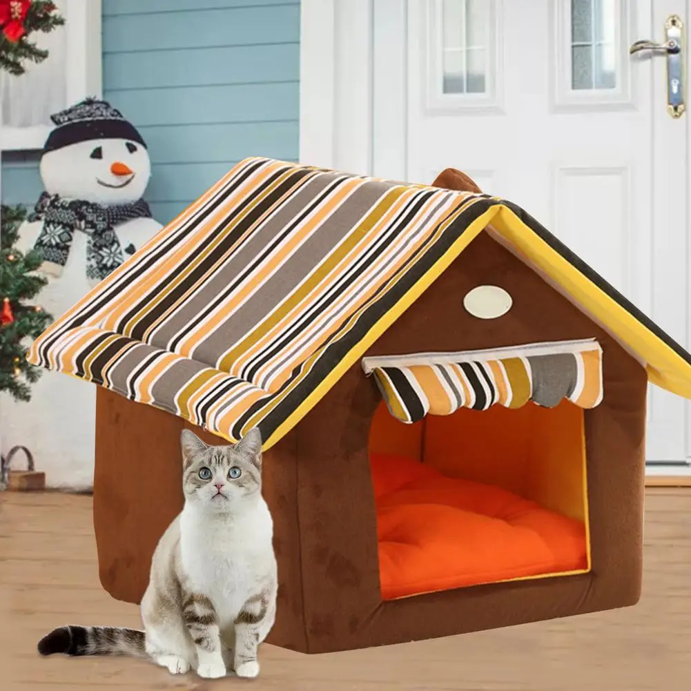 Pet Cat House Waterproof Comfortable Cotton Nest For Outdoor Outdoor House In Winter Thick Warm Can Be Taken Apart Washed Folded