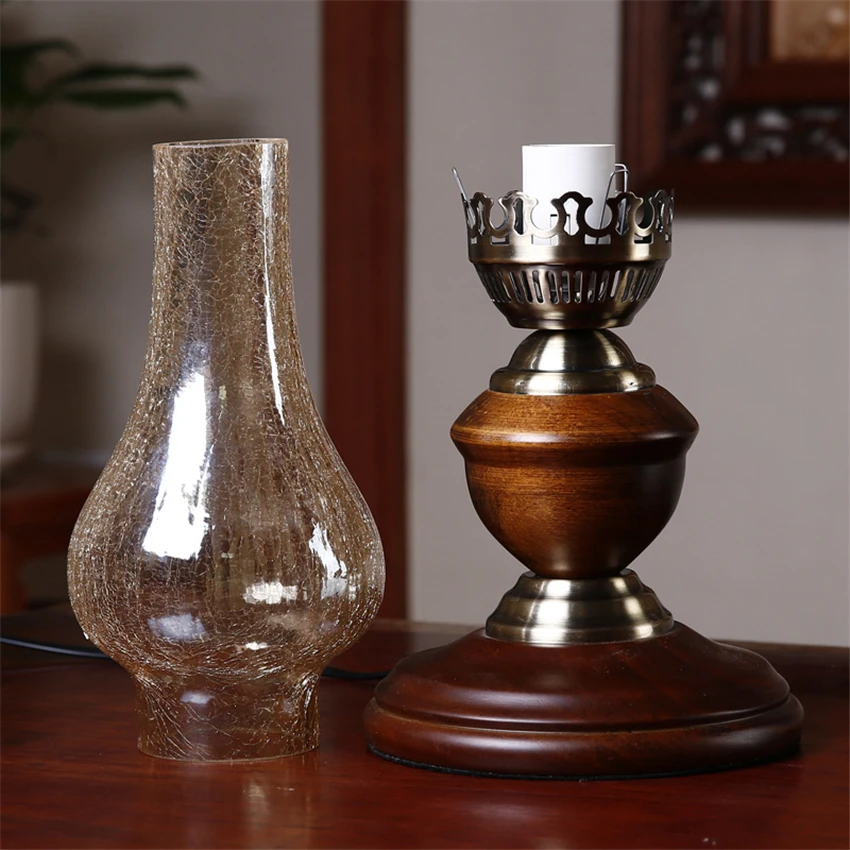 Vintage nostalgic glass kerosene table lamps European bedroom bedside study restaurant candlestick desk lights decor lighting