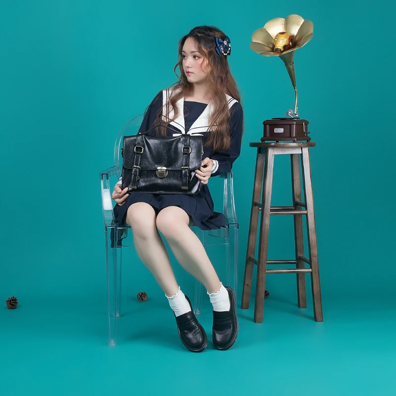 New Japanese Style College Student Shoes Women/Girls JK Platform Shoes Lolita Shoes Round Toe Black/Brown Soft PU Leather