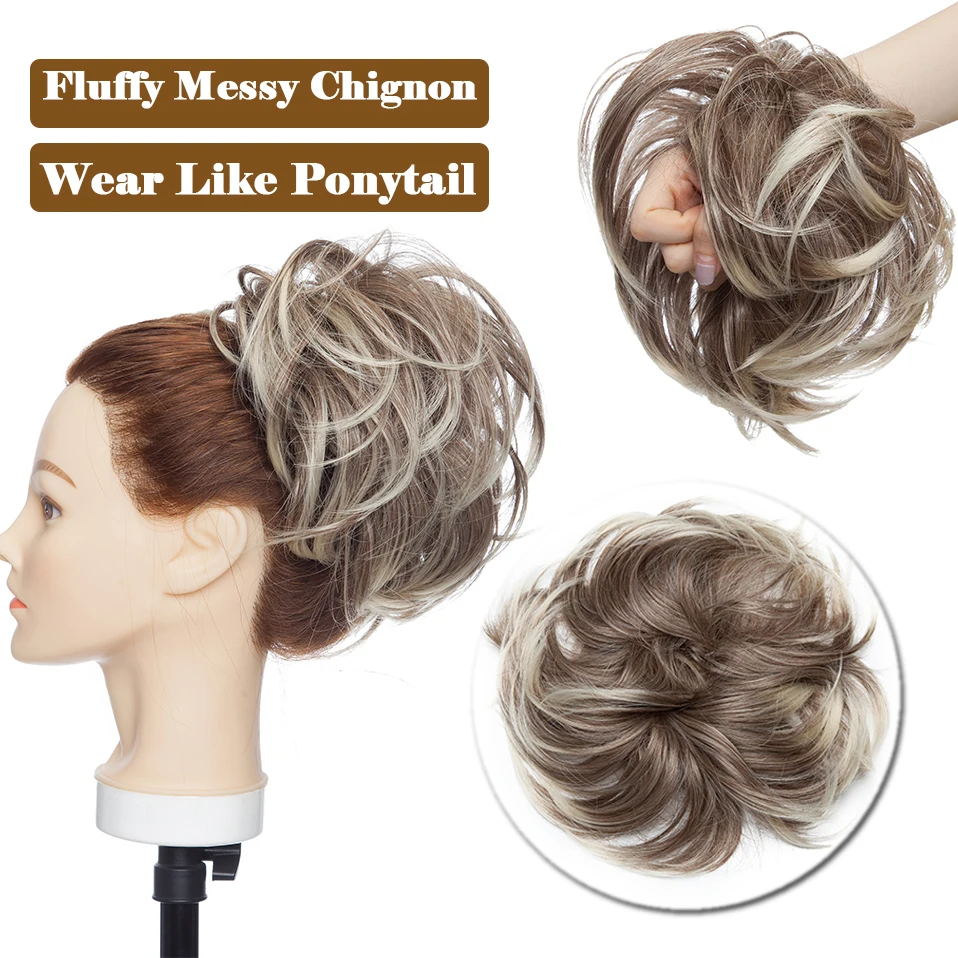 BENEHAIR syntetyczny roztrzepany kok Scrunchy kok z włosów sztuczne włosy kobiety Chignon elastyczna opaska do włosów treski dla kobiet Updo pączek