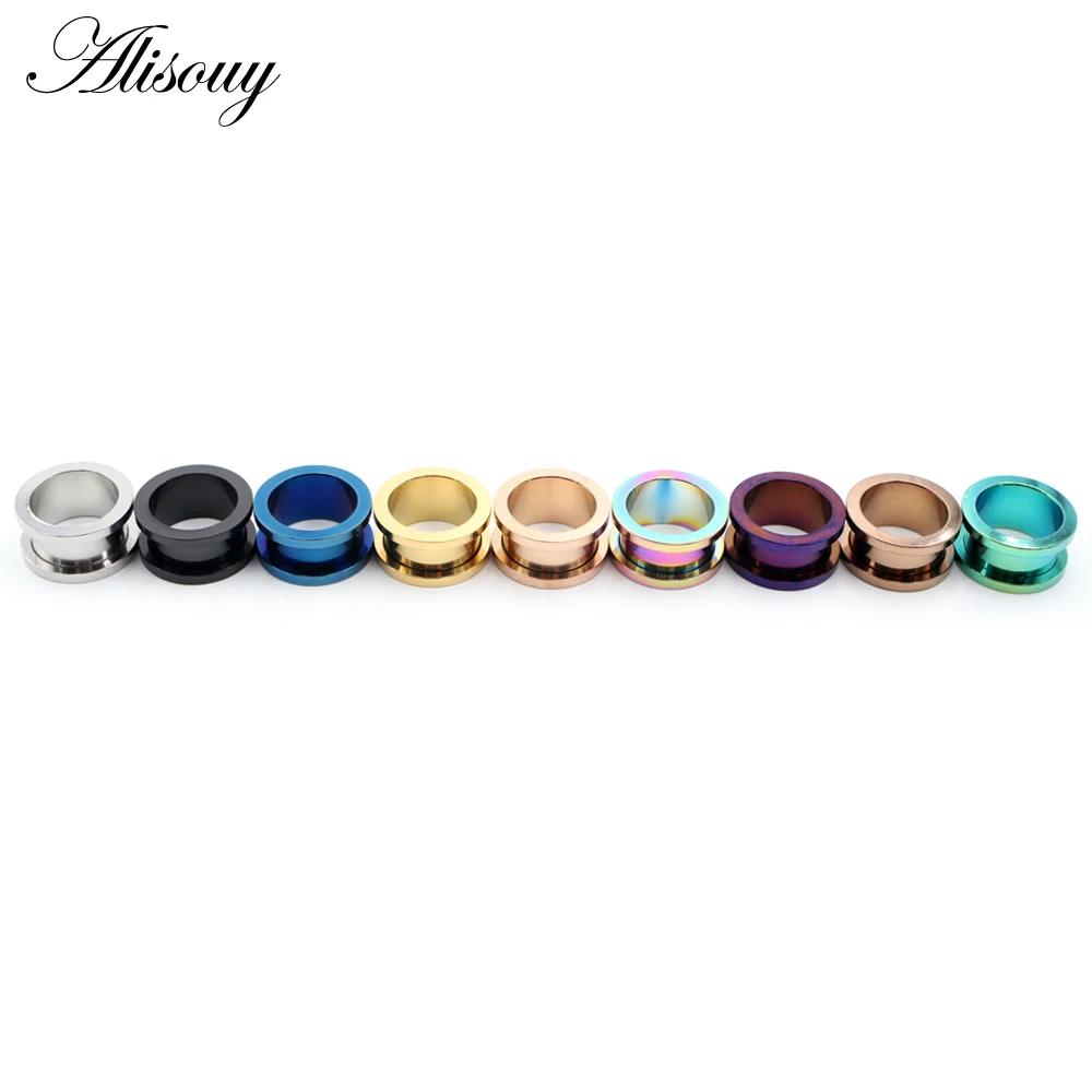 New 2pcs Colorful Anodized Stainless Steel Screw Fit Ear Flesh Tunnel Earring Plug Expander Body Jewelry Piercing Earlet Gauges