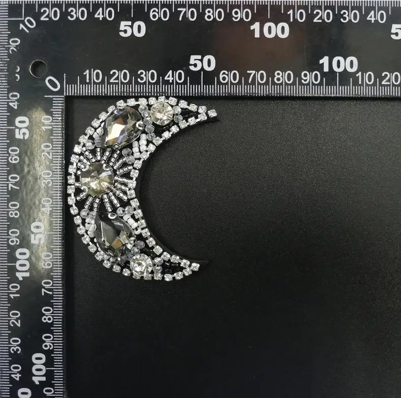 Fashion moon rhinestone beaded Patches for clothes Sew on sequin parch badge Applique embroidered parches bordados para