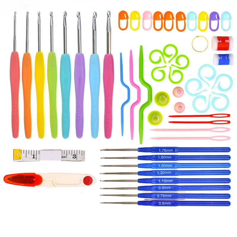 53pcs Knitting Tools Crochet Hooks Set Big Size Soft Handle Crochet Needles Yarn Weave Knitting Needles Set With Bag