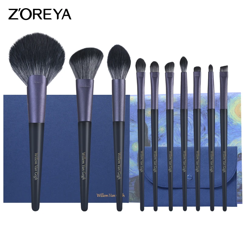 

Zoreya 10pcs Starry Night Makeup Brushes Set Eye Shadow Powder Foundation Brush For Makeup Best Blending Concealer Cosmetic Tool