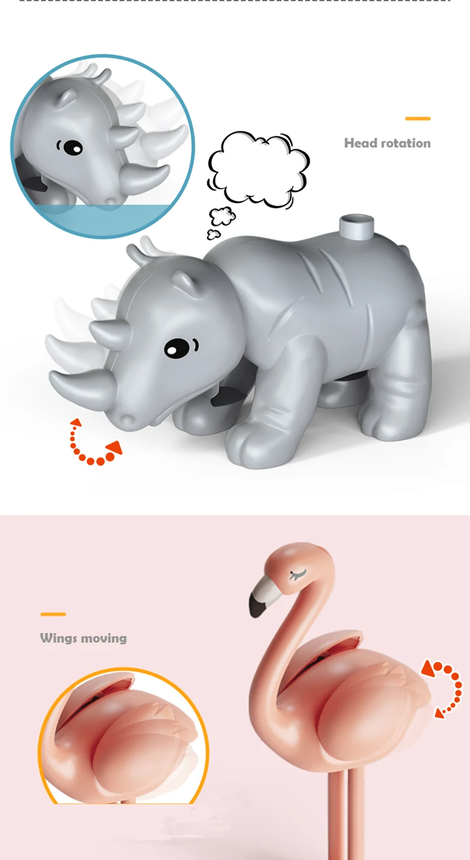 NEUE Große Größe Bausteine Zubehör Figuren Tiere Block Dinosaurier Känguru DIY Ziegel Montage Spielzeug Für Kinder Kinder Geschenk – Detail 9