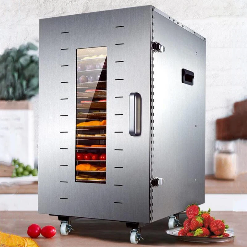 16 صواني الغذاء ديهيدراتور ماكينة تجفيف الفاكهة التلقائي دوران اللحوم وجبات خفيفة الفواكه المجففة آلة الخضروات التجارية للمنزل