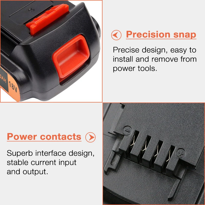 Black&Decker Replace 4.0Ah 4000mAh 2000mAh Lithium-ion 18V Wireless Tools Spare Battery BL2018 LB20 LBX20 LBXR20 Power Tools