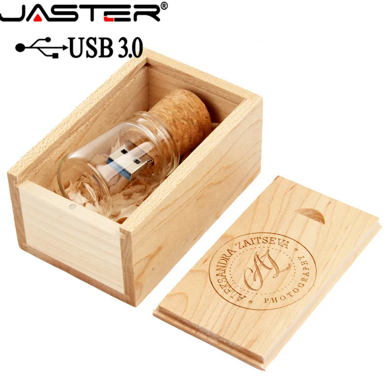 JASTER USB 3.0 Wooden cork drifting bottle flash drive pendrive 4GB 16GB 32GB 64GB wishing bottle wedding gift 1PCS free logo