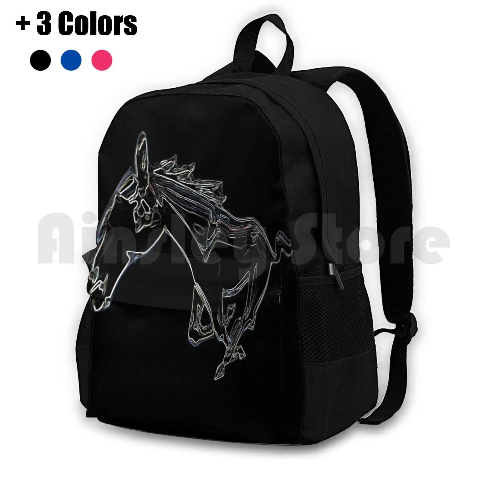 Outdoor Hiking Backpack Waterproof Camping Travel Macro Logo Horse Horse Logo Logo Cabriolet Red Fastback Fastback V8