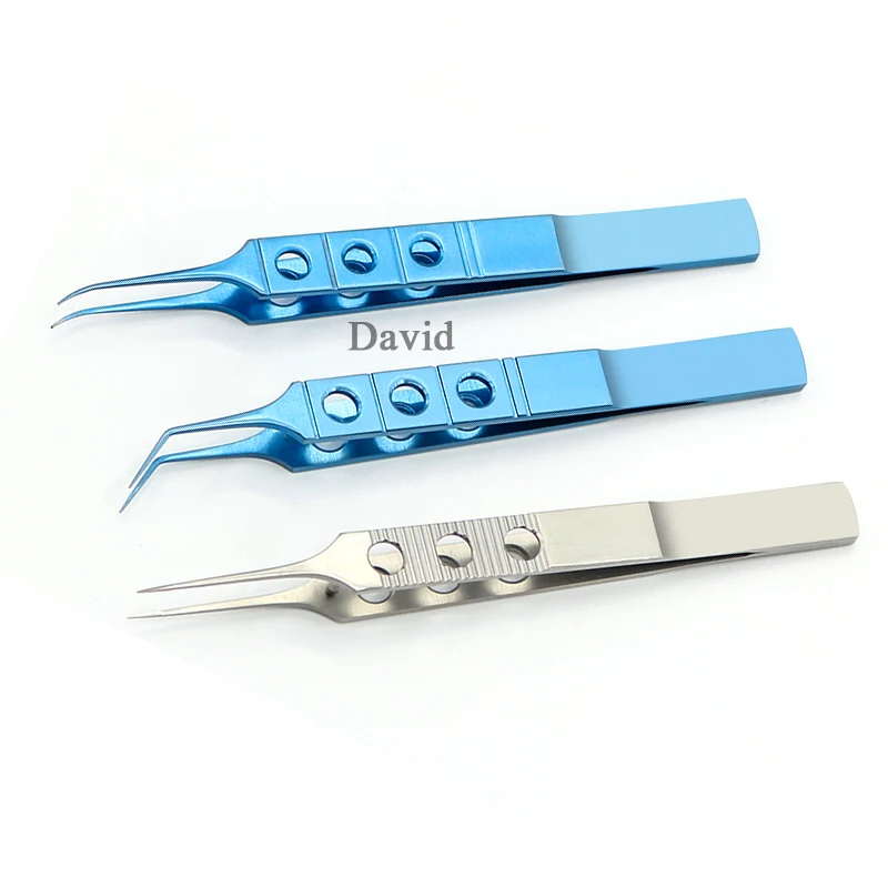 12 Designs Micros Stainless Steel Titanium Alloy 11CM Dovetailed Straight/bend Head Tweezers Platforms Ophthalmic Forceps