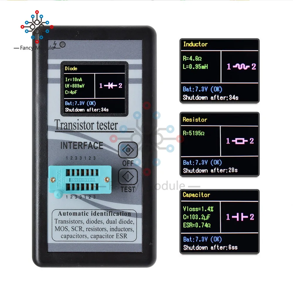 M328 Transistor Tester Automatic Identified Diode Thyristor Capacitance Resistor Inductor Capacitor ESR Meter Checker Detector